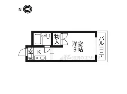 京福電気鉄道嵐山本線 山ノ内駅(京都) 徒歩8分 4階建 築36年(1K/4階)の間取り写真
