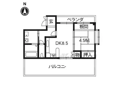 テイクスリー白梅(1LDK/5階)の間取り写真