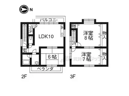 京福電気鉄道嵐山本線 鹿王院駅 徒歩8分 3階建 築26年(3LDK)の間取り写真