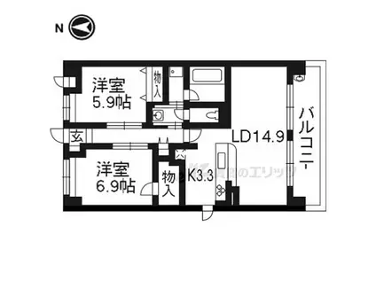 サンモールII(2LDK/2階)の間取り写真