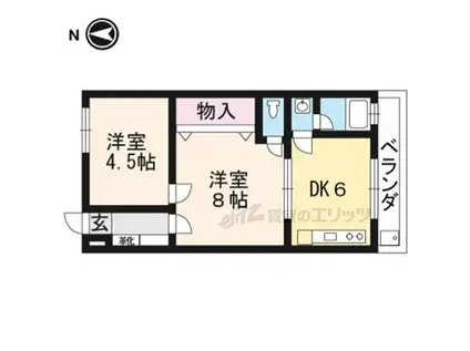 カドノハイツA棟(2DK/2階)の間取り写真