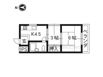 サンハイツ嵯峨野(2K/3階)の間取り写真