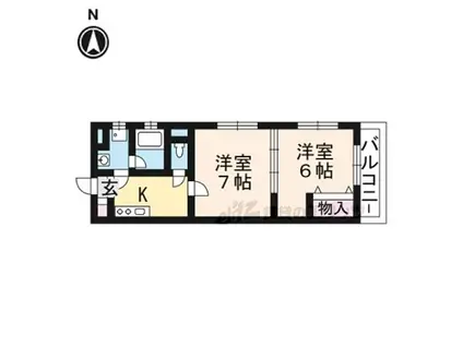 JR山陰本線 丹波口駅 徒歩3分 3階建 築16年(2K/1階)の間取り写真