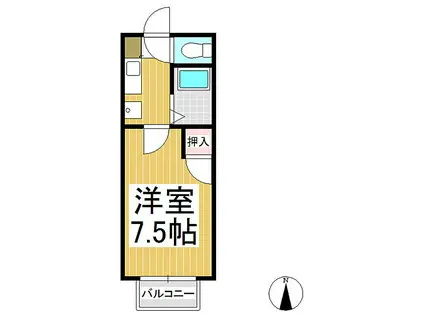 パークハイム東和田(1K/2階)の間取り写真