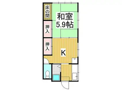 コーポ美坂(1K/1階)の間取り写真