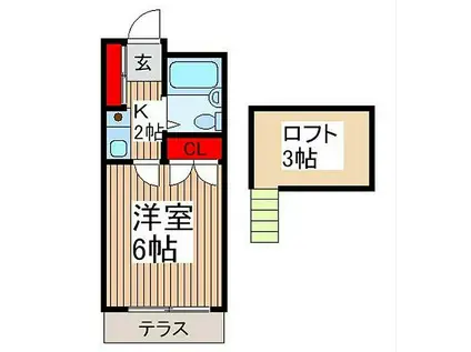 メゾンド平岡(1K/1階)の間取り写真
