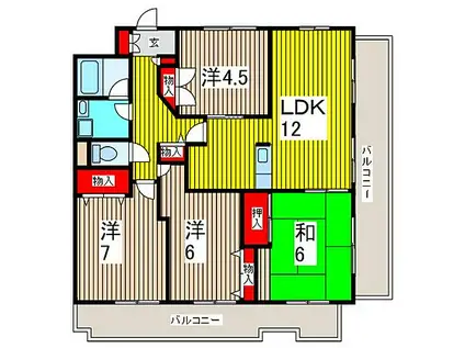 フクロクハイマンション3号館(4LDK/12階)の間取り写真