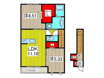 コーワ・ルミナス 弐番館(2LDK/2階)の間取り写真