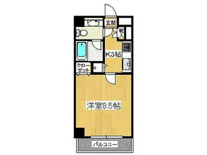 エスポワール本八幡(1K/4階)の間取り写真