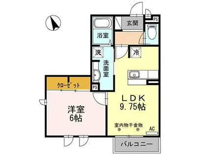 サンフィーロ(1LDK/1階)の間取り写真
