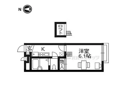 京都地下鉄東西線 椥辻駅 徒歩5分 2階建 築22年(1K/2階)の間取り写真