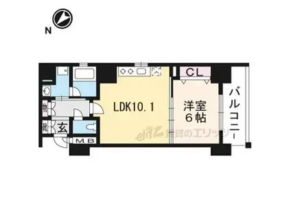 ベラジオ京都洛南II(1LDK/1階)の間取り写真