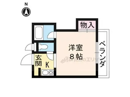 京阪京津線 四宮駅 徒歩8分 4階建 築37年(1K/1階)の間取り写真