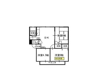 宮武ハイツ2号地(3DK/2階)の間取り写真