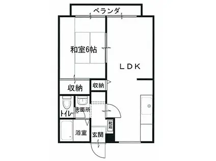 笠田ハイツ5号地(1LDK/2階)の間取り写真