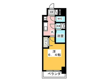 アステリ鶴舞トゥリア(1K/9階)の間取り写真