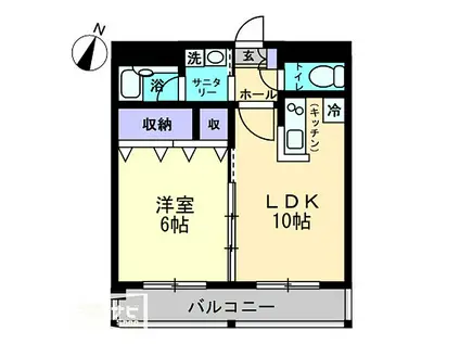 AMS4観光町(1LDK/2階)の間取り写真