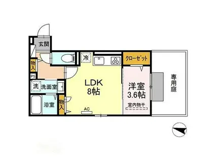リライズ東雲(2LDK/1階)の間取り写真