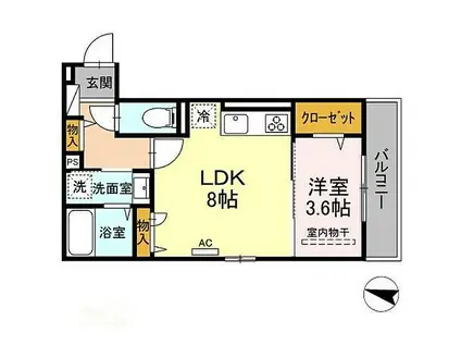 リライズ東雲(2LDK/2階)の間取り写真