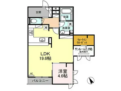 D-RESIDENCE御船町(1LDK/2階)の間取り写真