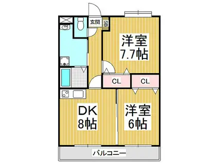 レジデンス箕輪(2DK/2階)の間取り写真
