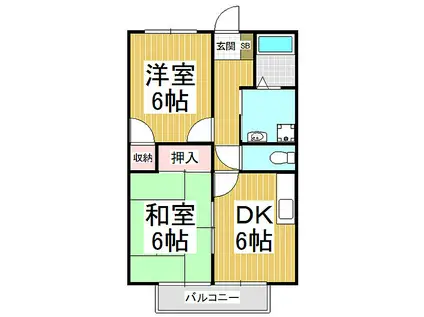 コンフォートサザン(2DK/2階)の間取り写真