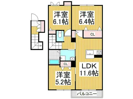 DUCCOI(3LDK/2階)の間取り写真