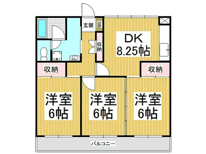 コア伊那北(3DK/3階)の間取り写真