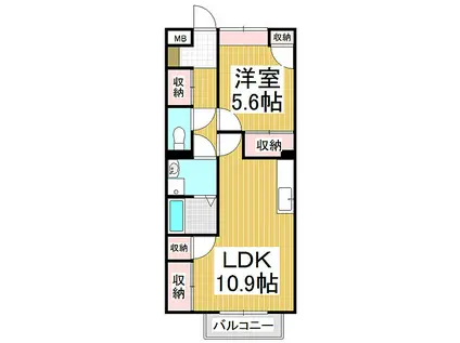 JR飯田線 伊那北駅 徒歩31分 2階建 築17年(1LDK/2階)の間取り写真