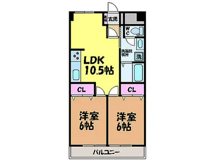 セントラルハイム弐番館(2LDK/3階)の間取り写真