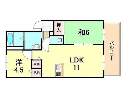 JR東海道・山陽本線 魚住駅 徒歩10分 2階建 築29年(2LDK/1階)の間取り写真