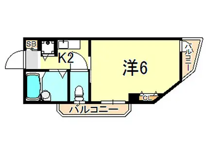 山陽電鉄本線 山陽明石駅 徒歩7分 10階建 築30年(1K/5階)の間取り写真