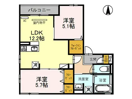 阪神本線 尼崎センタープール前駅 徒歩18分 2階建 築6年(2LDK/2階)の間取り写真