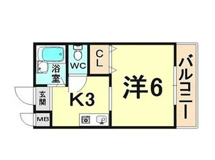 阪急伊丹線 伊丹駅(ＪＲ) 徒歩4分 6階建 築27年(1K/4階)の間取り写真