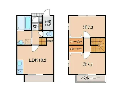 リバービューみどりの杜IV(2LDK/1階)の間取り写真