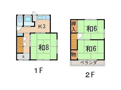 香福荘(3K/1階)の間取り写真