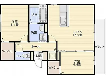 メルベーユメゾン・土師ノ里(2LDK/2階)の間取り写真