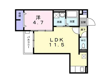 アレグリア藤井寺(1LDK/1階)の間取り写真