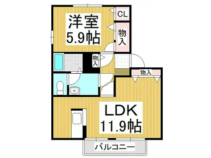 マロンフォレスタ(1LDK/1階)の間取り写真