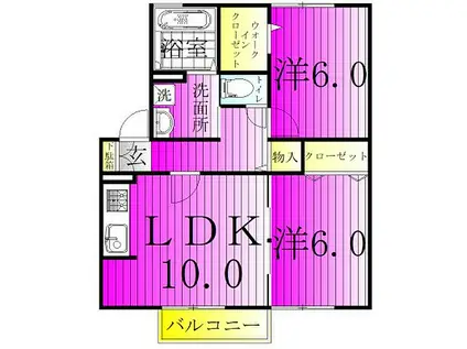 K・ファミリア(2LDK/2階)の間取り写真