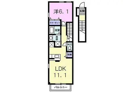 オルゴールB(1LDK/2階)の間取り写真