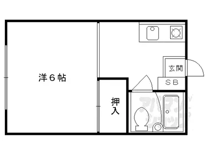 京福電気鉄道北野線 龍安寺駅 徒歩8分 2階建 築35年(1K/1階)の間取り写真