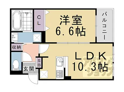 JR山陰本線 千代川駅 徒歩9分 2階建 築5年(1LDK/2階)の間取り写真