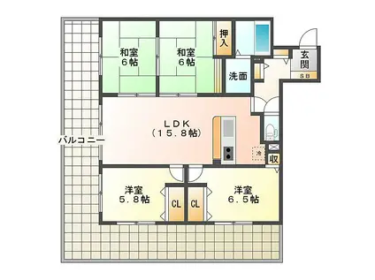 ポルタ久居北館(4LDK/12階)の間取り写真