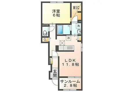 ゴールドオルカサウス(1LDK/1階)の間取り写真