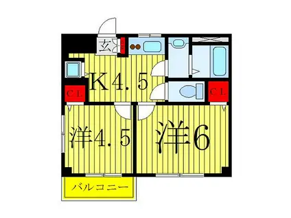 山本ハイツ(2K/3階)の間取り写真
