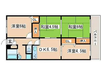山陽電鉄本線 藤江駅 徒歩12分 3階建 築30年(4DK/3階)の間取り写真