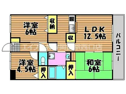 アビタ山本・岡山(3LDK/3階)の間取り写真