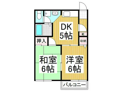 ファインパレス D(2DK/1階)の間取り写真