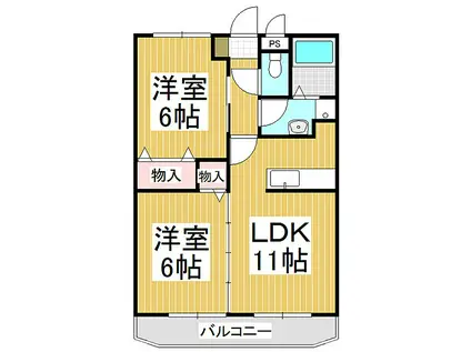 ハミルトングレイス(2LDK/5階)の間取り写真